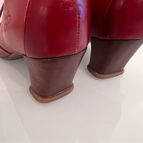 JOHN FLUEVOG Leather Lace-Up Ankle Boots Rounded Toe Red - Picture 8 of 15